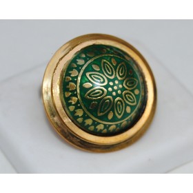 Green Gold Enamel Cocktail Finger Ring 